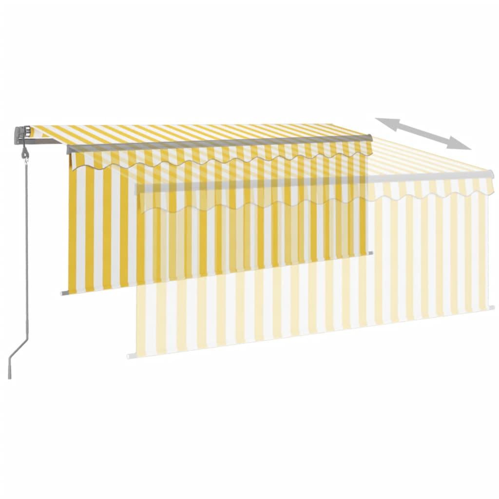 Automatic retractable awning, yellow and white, 3x2.5m