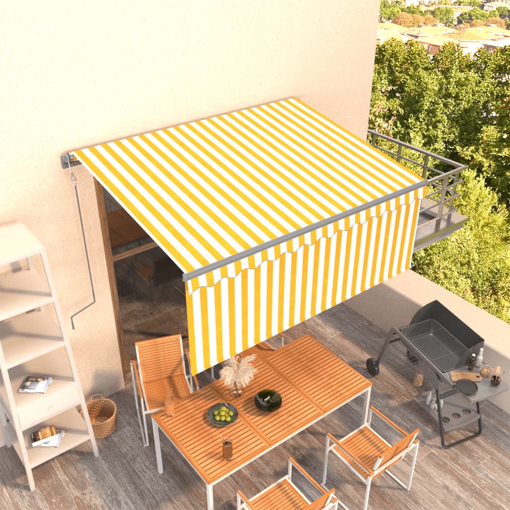 Automatic retractable awning, yellow and white, 3x2.5m