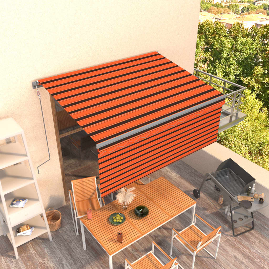 Automatiniu būdu ištraukiama markizė, oranžinė ir balta, 3x2,5m