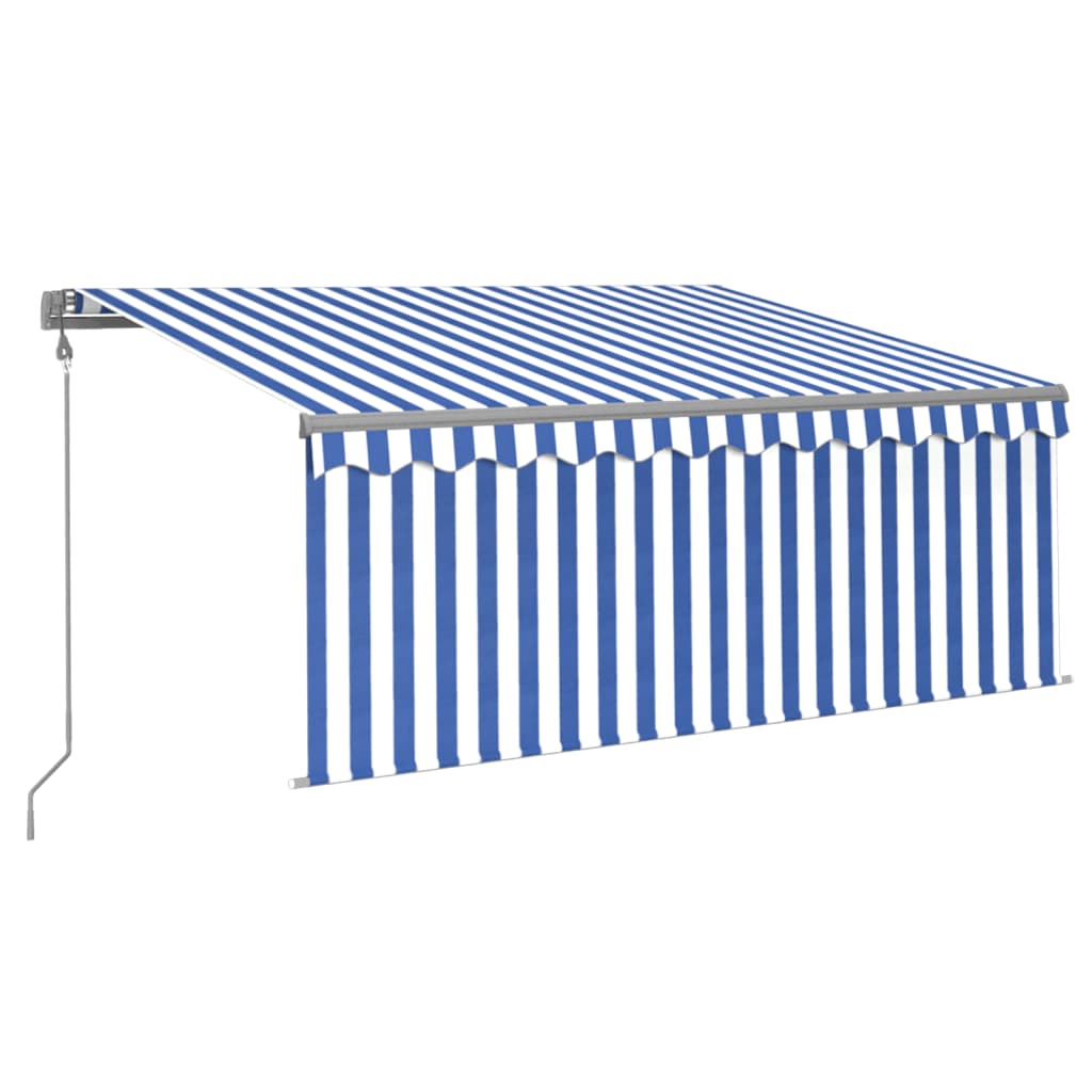 Awning with valance/LED/wind sensor, blue/white, 3x2.5m