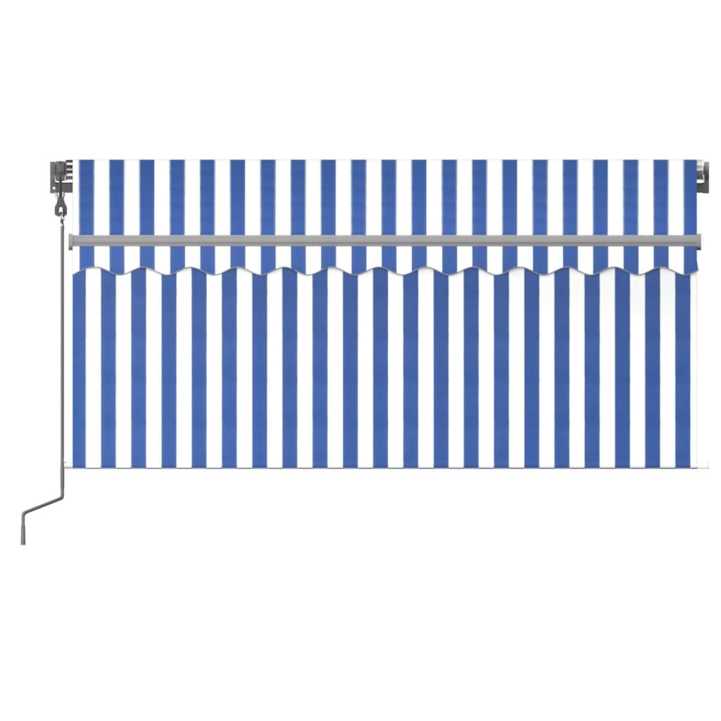Awning with valance/LED/wind sensor, blue/white, 3x2.5m