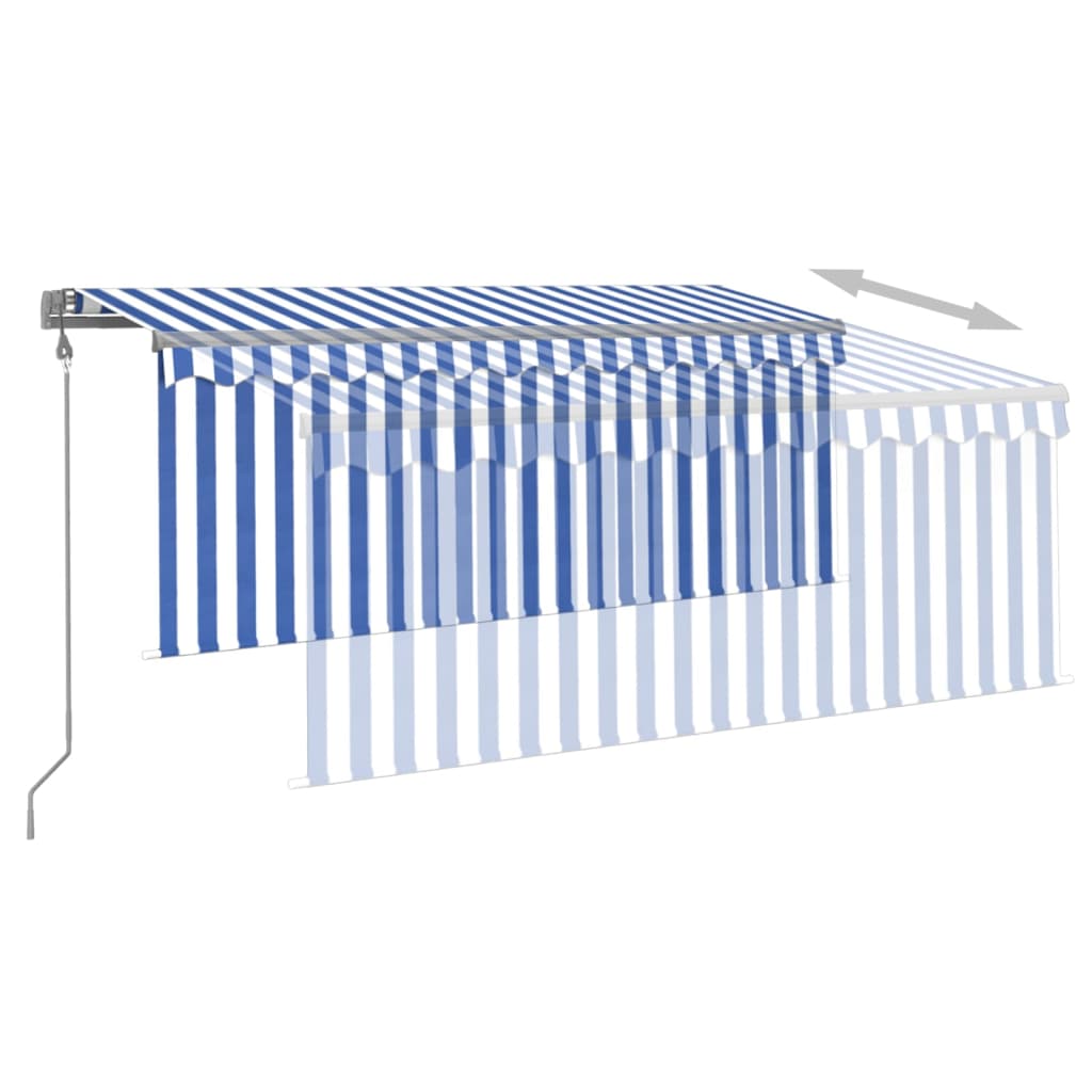 Awning with valance/LED/wind sensor, blue/white, 3x2.5m