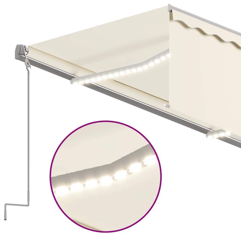 Markīze ar tentu/LED/vēja sensoru, krēmkrāsas, 3x2,5m