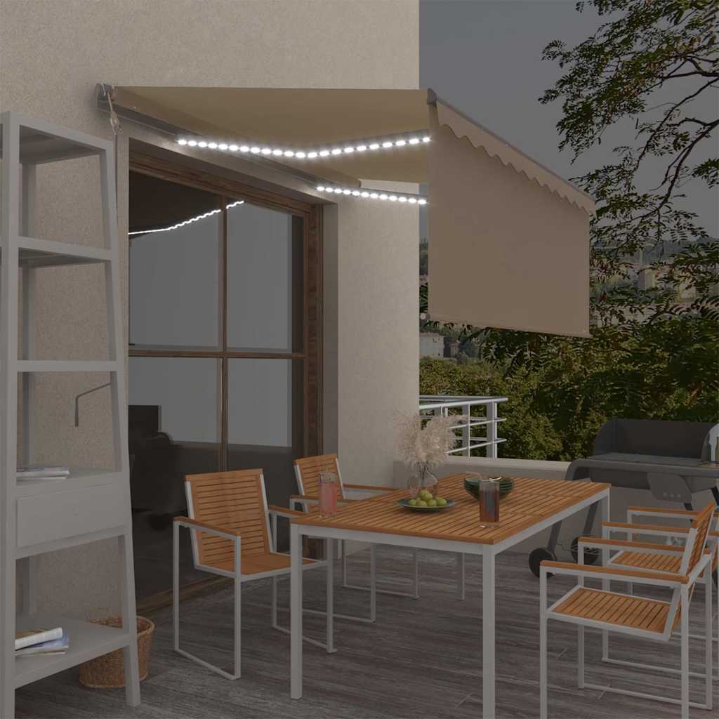Markīze ar tentu/LED/vēja sensoru, krēmkrāsas, 3x2,5m