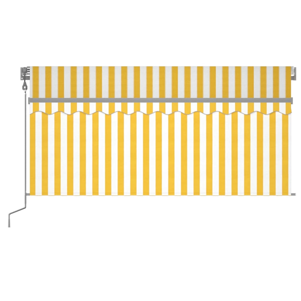 Markizė su uždanga/LED/vėjo jutikliu, geltona/balta, 3x2,5m