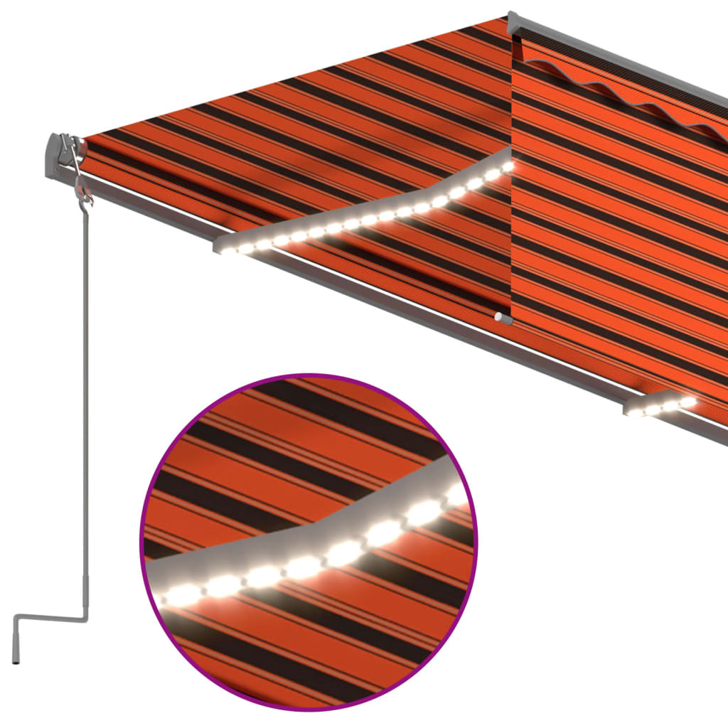 Markīze ar tentu/LED/vēja sensoru, oranža/brūna, 3x2,5 m