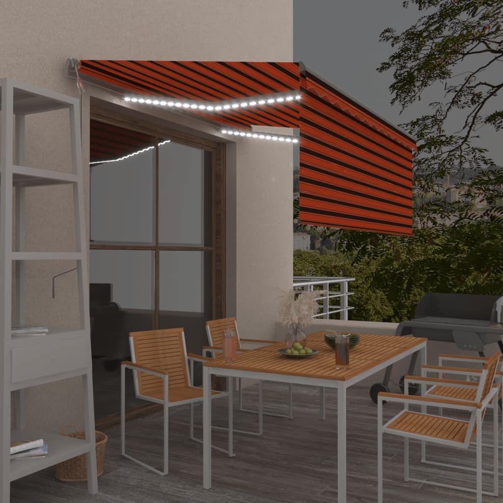 Markīze ar tentu/LED/vēja sensoru, oranža/brūna, 3x2,5 m