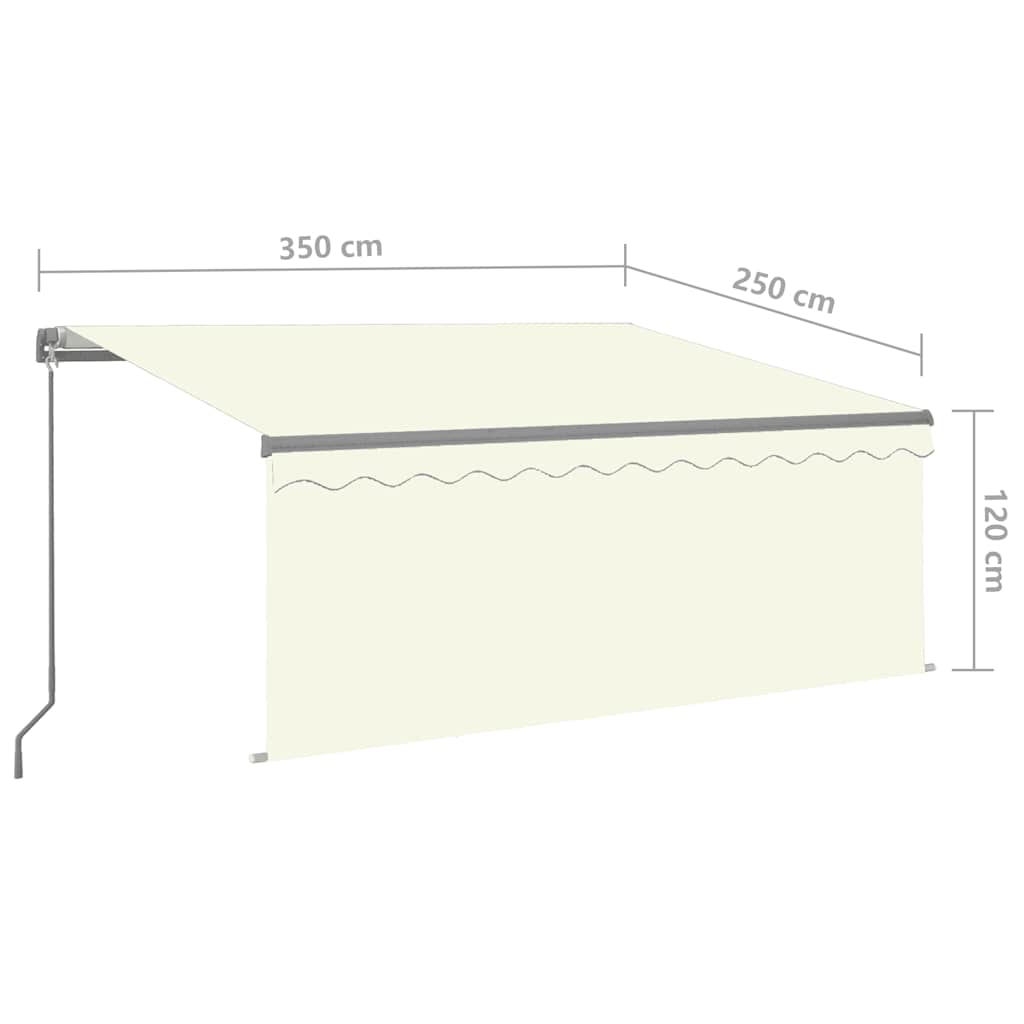 Rankiniu būdu ištraukiama markizė su uždanga, kreminė, 3,5x2,5m