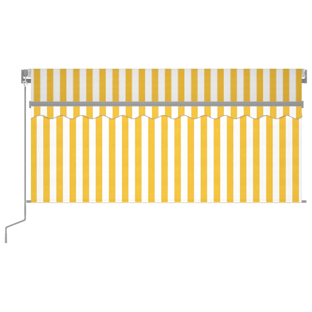 Manually retractable awning, yellow and white, 3.5x2.5m