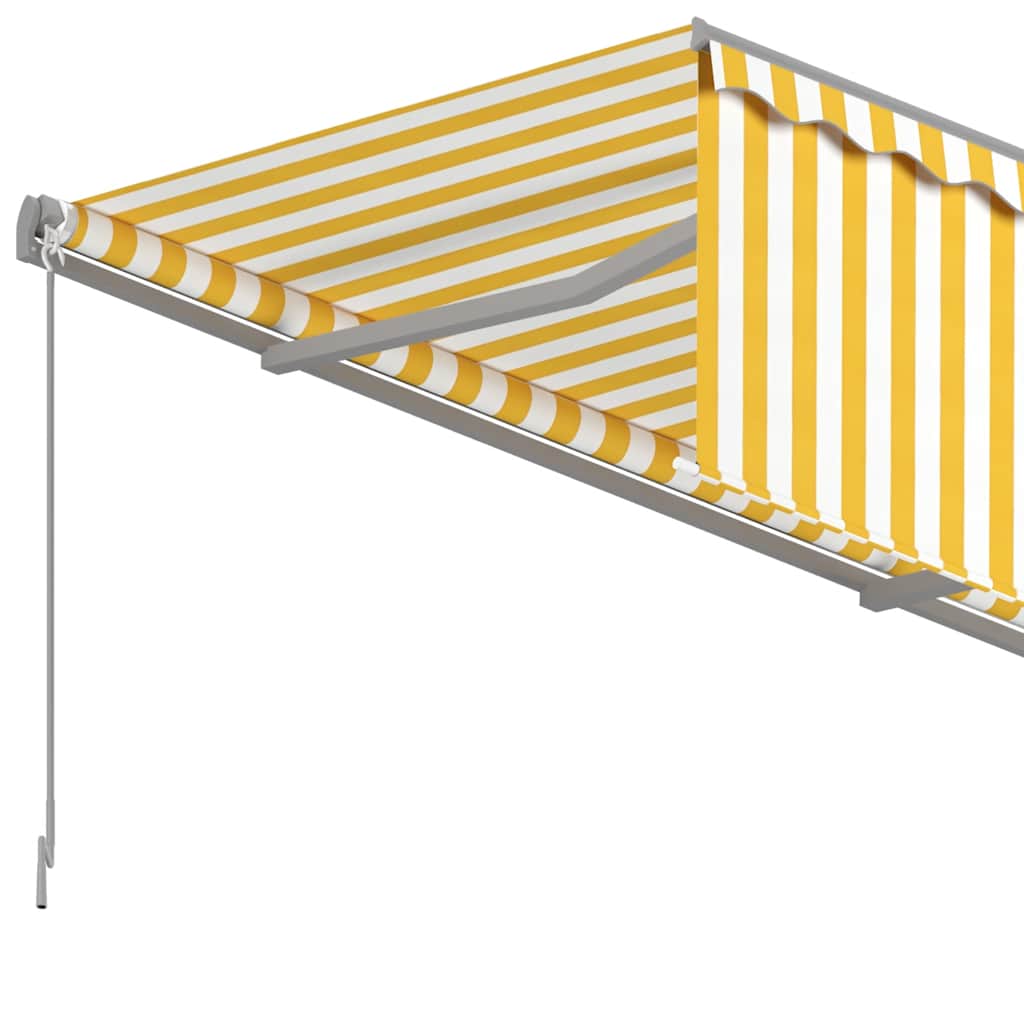 Manually retractable awning, yellow and white, 3.5x2.5m