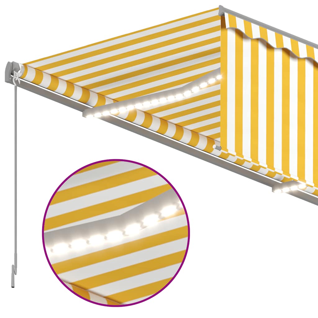 Manually retractable awning, yellow and white, 3.5x2.5m