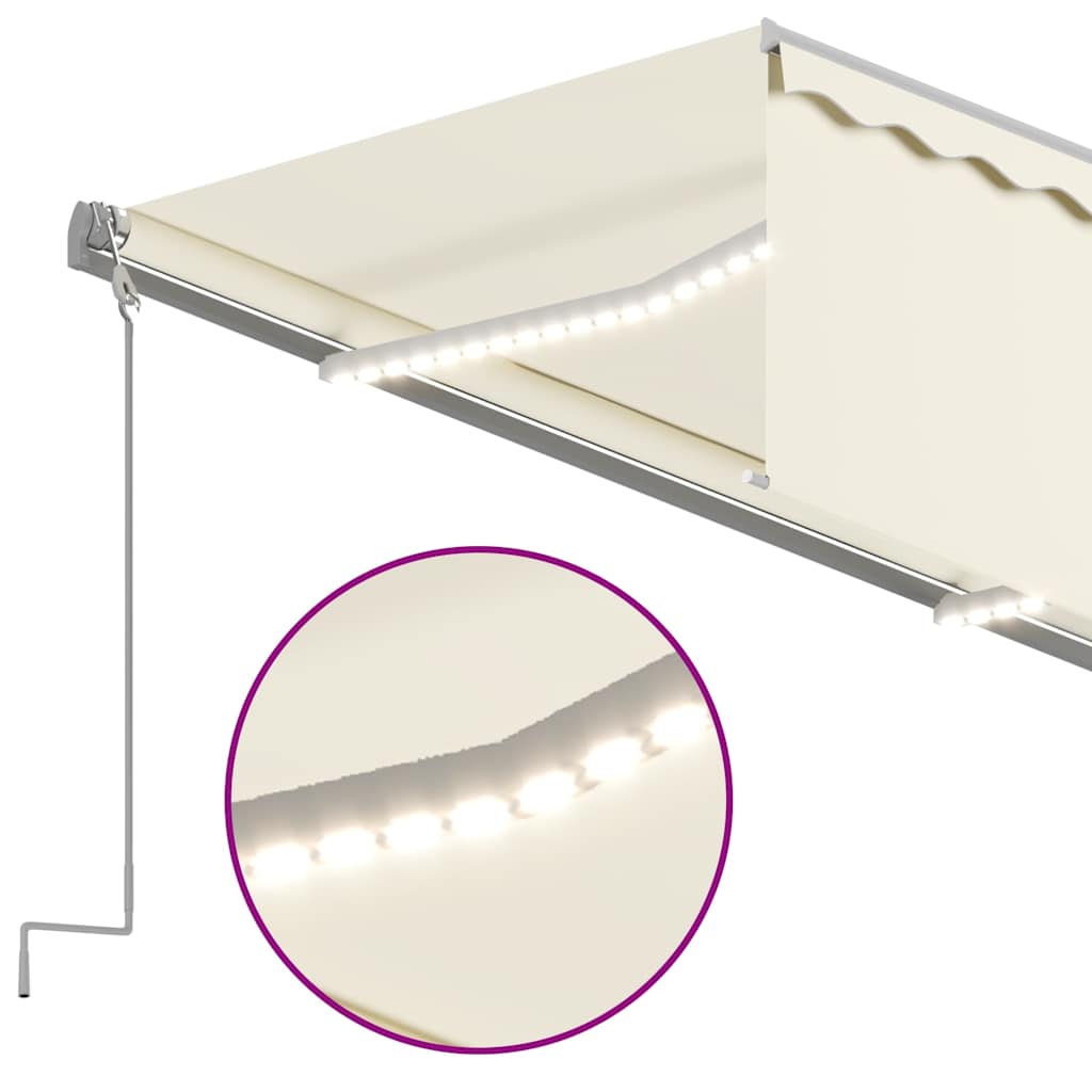 Elektrinė markizė su LED ir jutikliu 3,5 x 2,5 m Kreminė