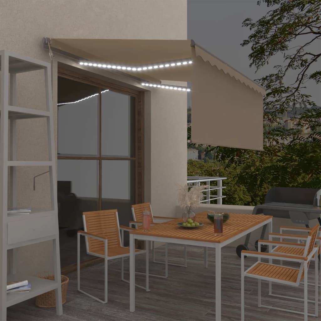 Awning with a screen/LED/wind sensor, cream, 3.5x2.5m