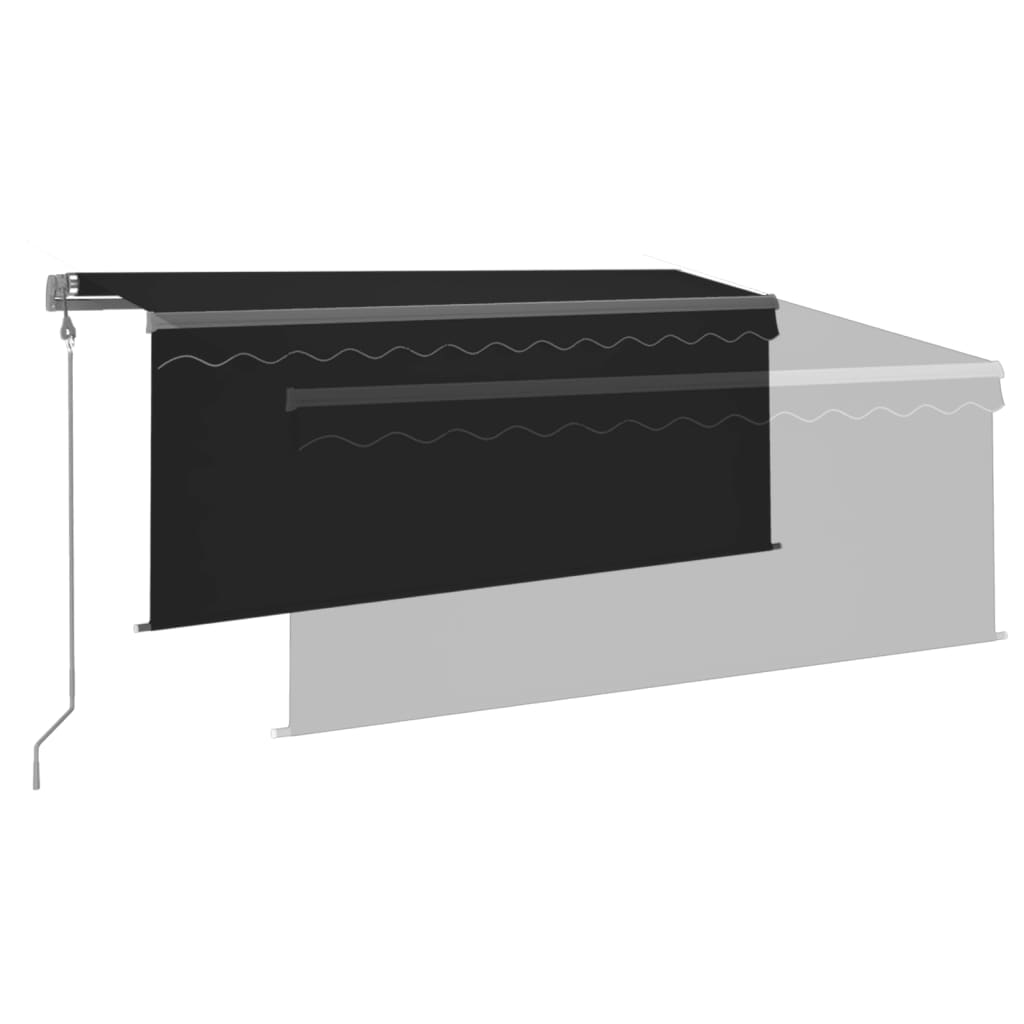 Awning with Valance/LED/Wind Sensor, Anthracite, 3.5x2.5m