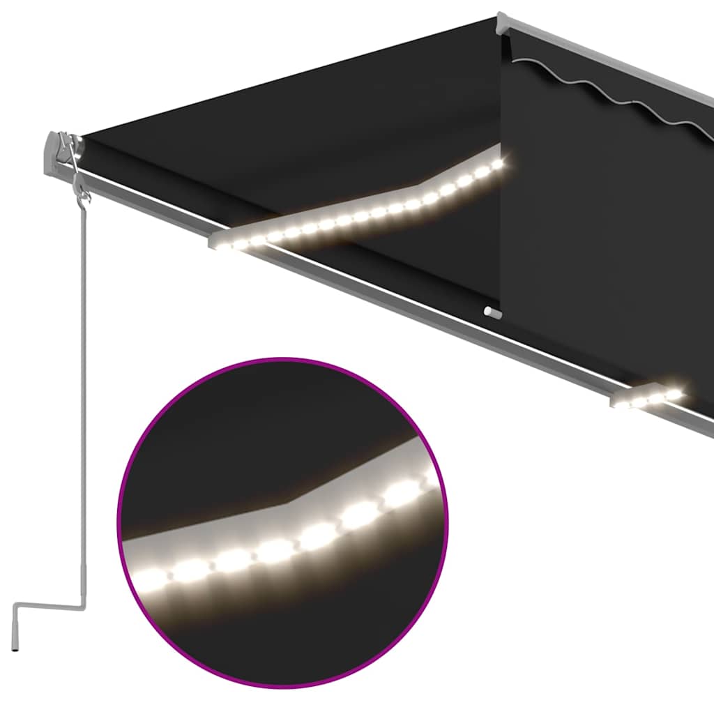 Awning with Valance/LED/Wind Sensor, Anthracite, 3.5x2.5m