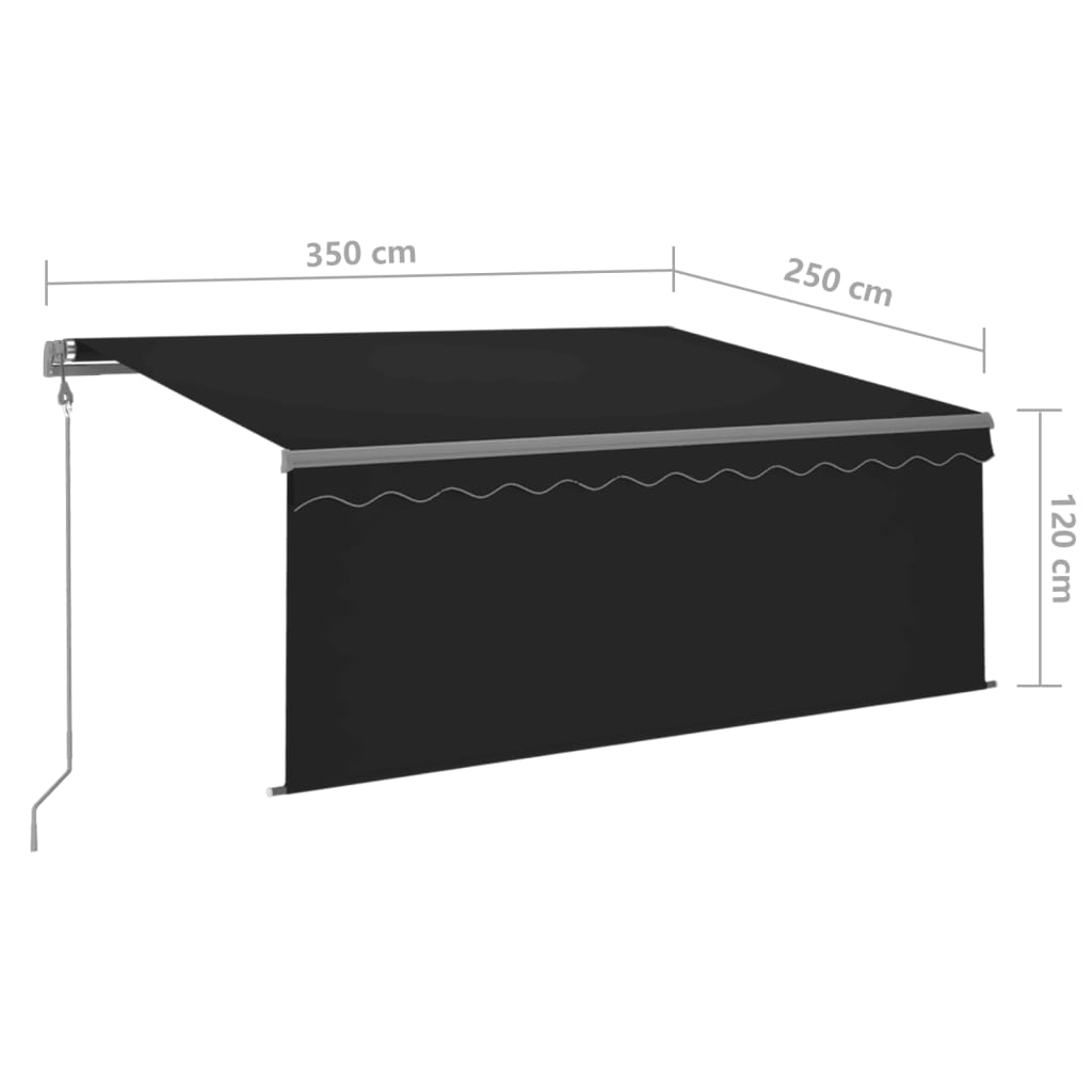 Awning with Valance/LED/Wind Sensor, Anthracite, 3.5x2.5m