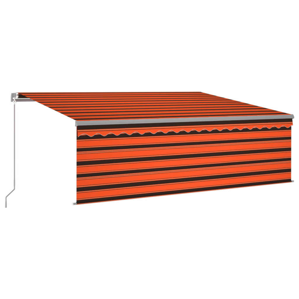 Manual retractable awning, orange and brown, 4x3m