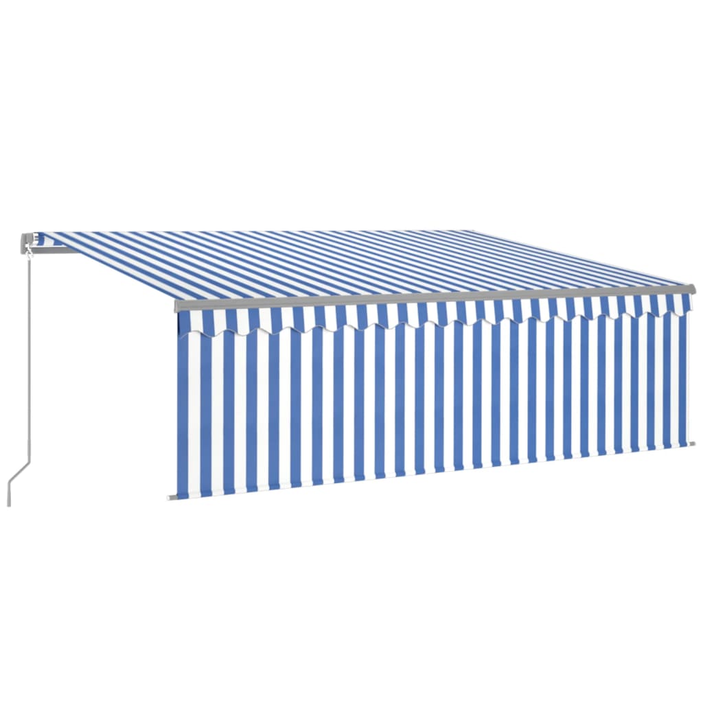 Manuāli izvelkama markīze, zila un balta, 4x3m