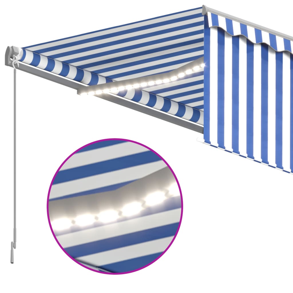 Manuāli izvelkama markīze, zila un balta, 4x3m