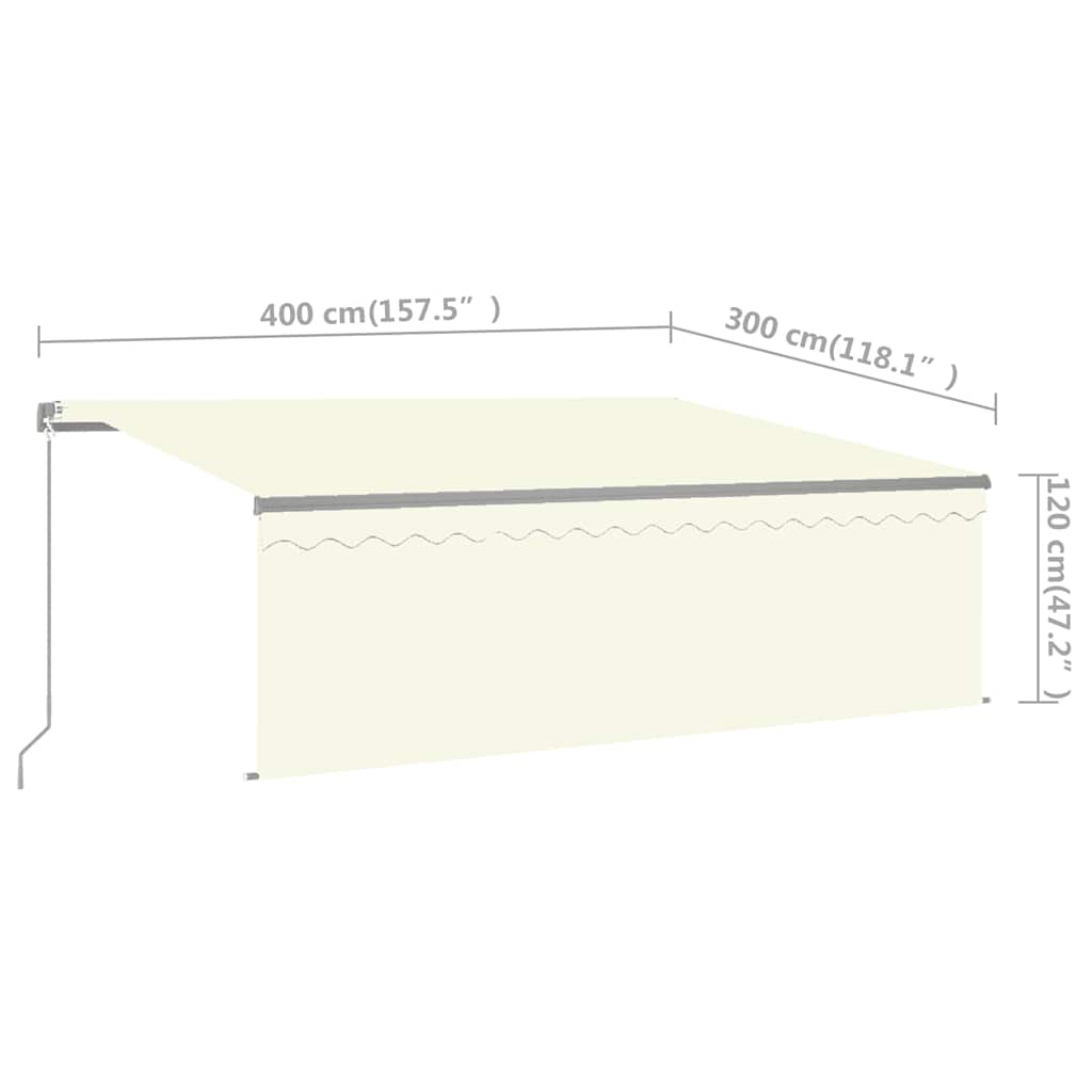 Rankiniu būdu ištraukiama markizė, kreminė, 4x3m