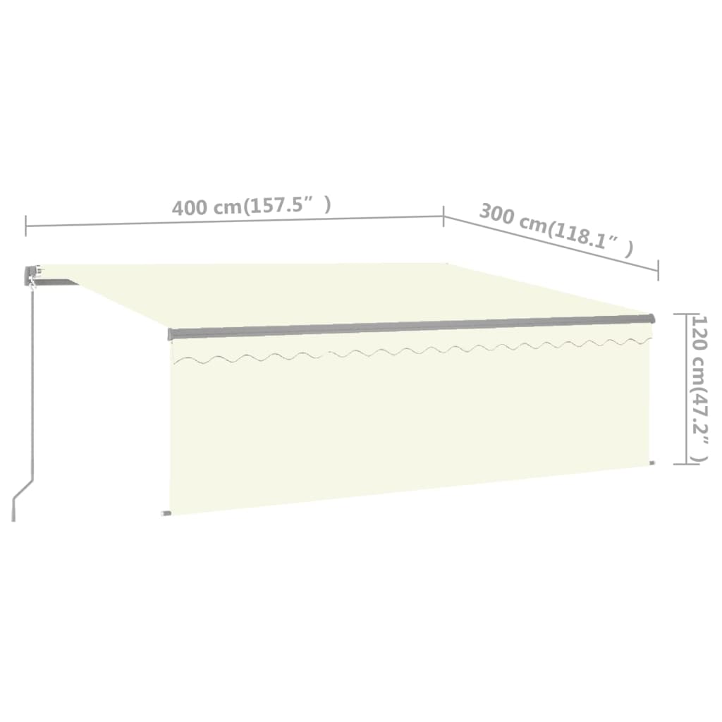 Rankiniu būdu ištraukiama markizė, kreminė, 4x3m