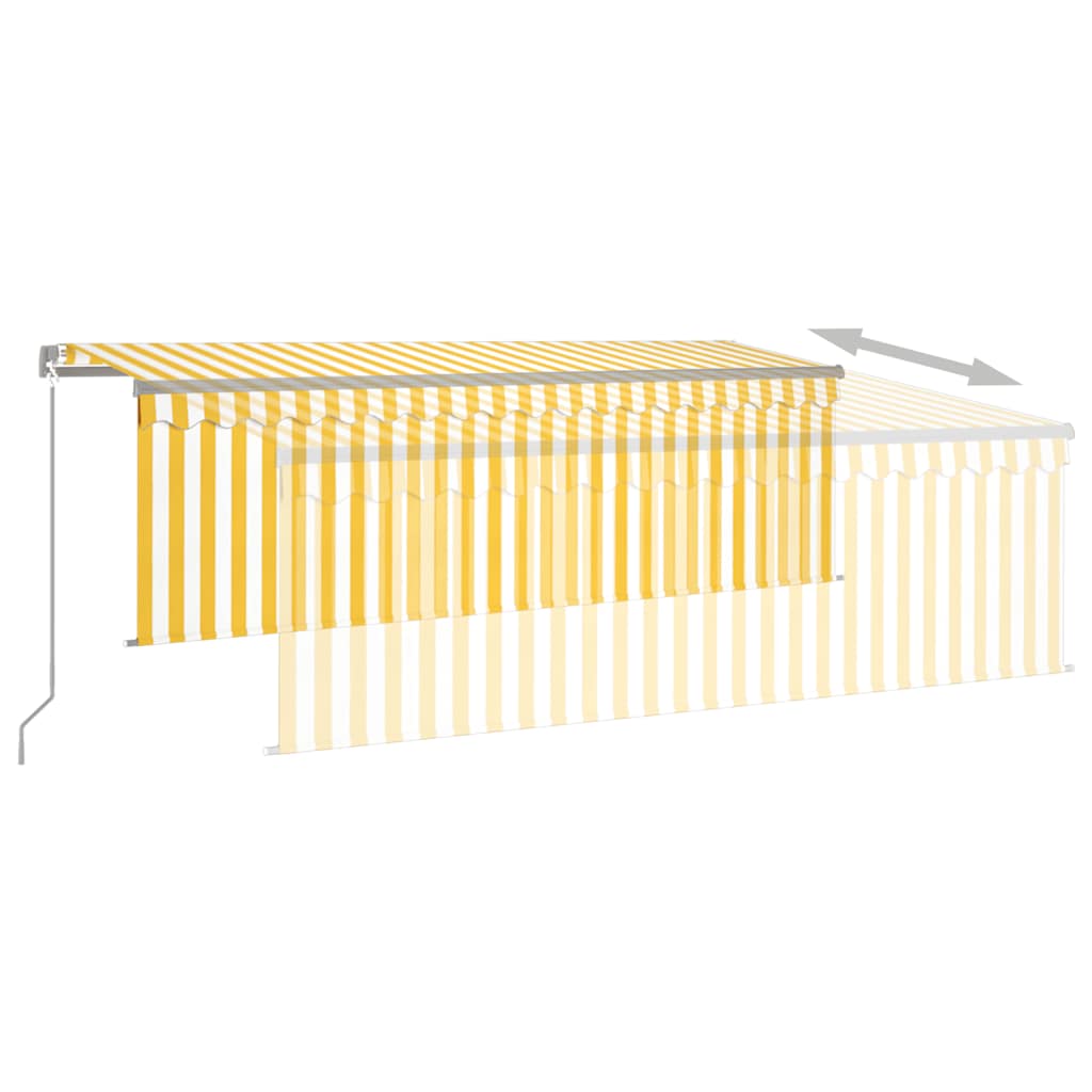 Manual retractable awning, yellow and white, 4x3m