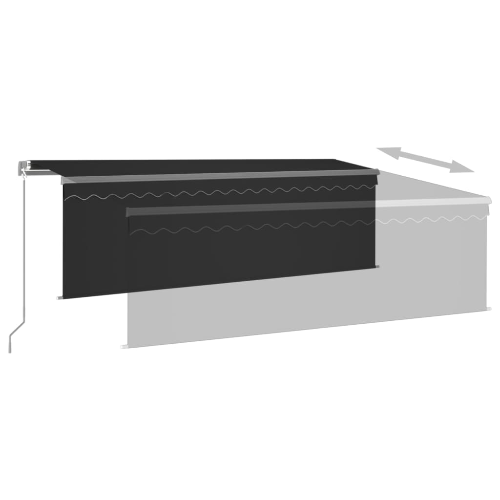 Izvelkamā markīze ar aizkaru un gaismas diodēm, antracīta, 4x3m