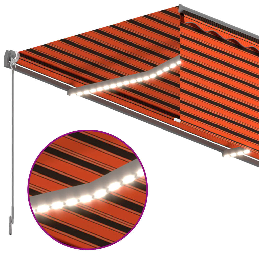 Manuāli izvelkama nojume, oranža un brūna, 4x3m