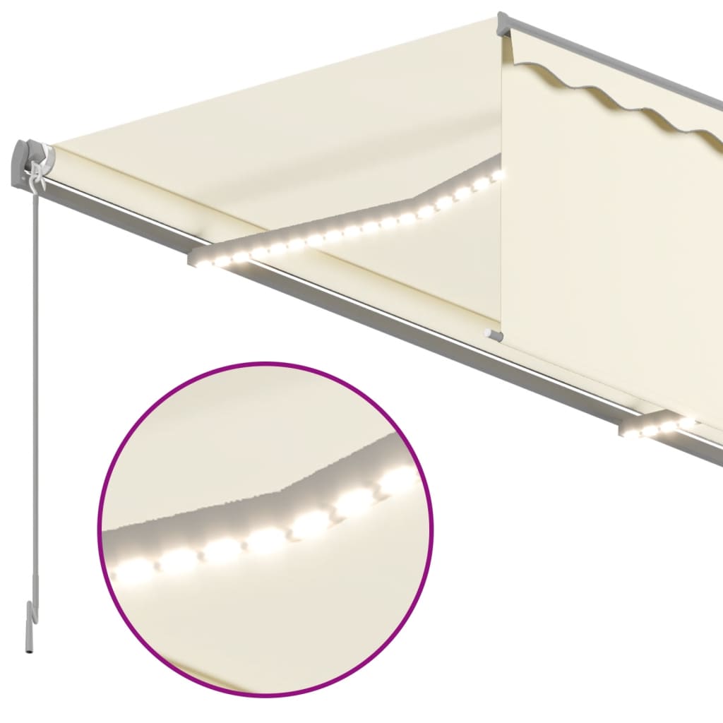 Automatic awning with valance/LED/wind sensor, cream, 4x3m