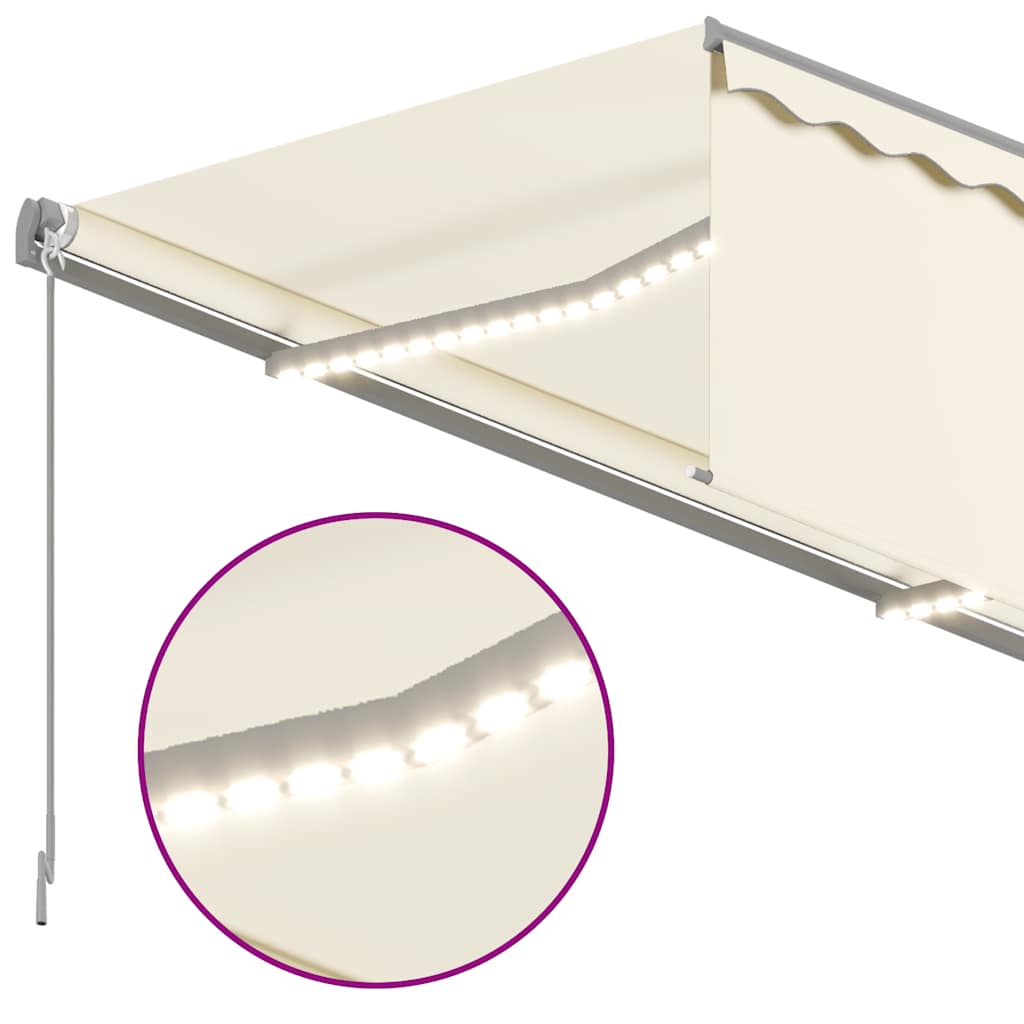 Automatinė markizė su uždanga/LED/vėjo jutikliu, kreminė, 4x3m