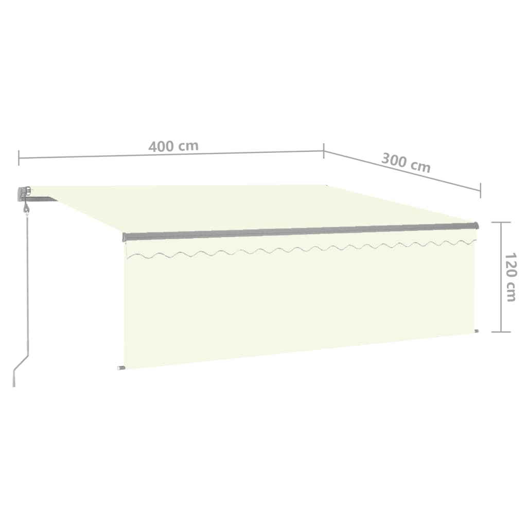 Automatic awning with valance/LED/wind sensor, cream, 4x3m