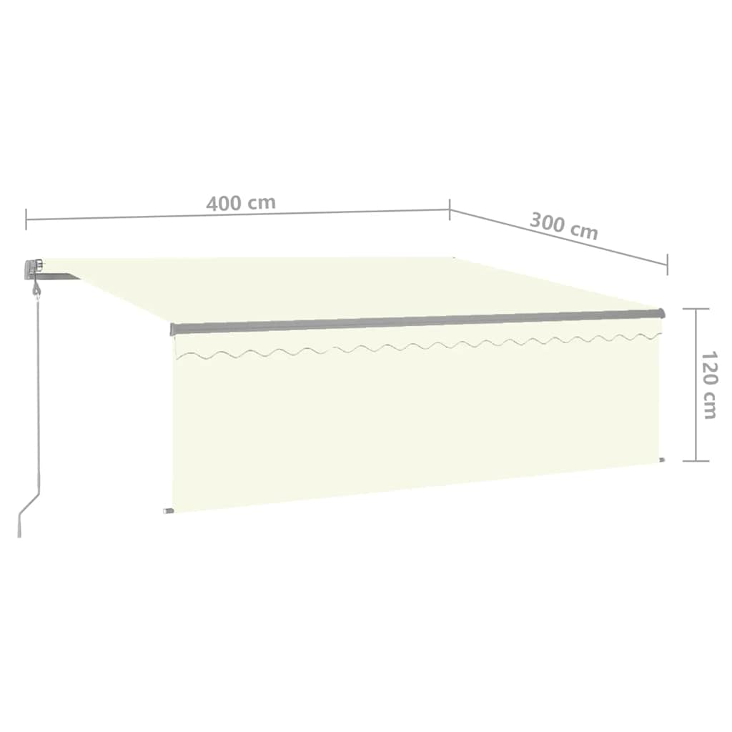 Automatic awning with valance/LED/wind sensor, cream, 4x3m