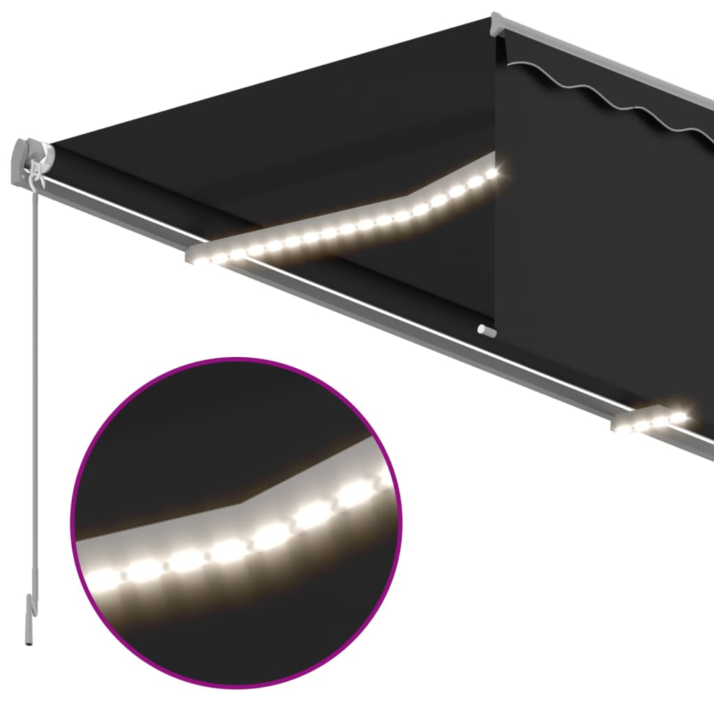 Ištraukiama markizė su uždanga/LED, antracito, 4,5x3m
