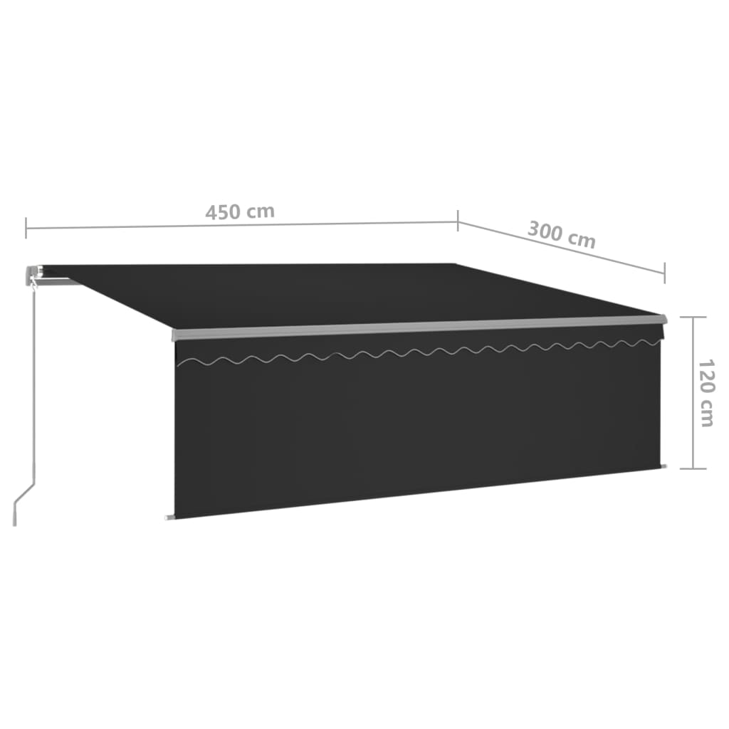 Ištraukiama markizė su uždanga/LED, antracito, 4,5x3m