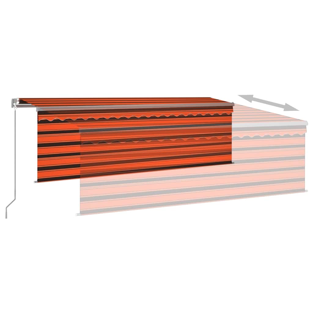 Rankiniu būdu ištraukiama markizė, oranžinė ir ruda, 4,5x3m