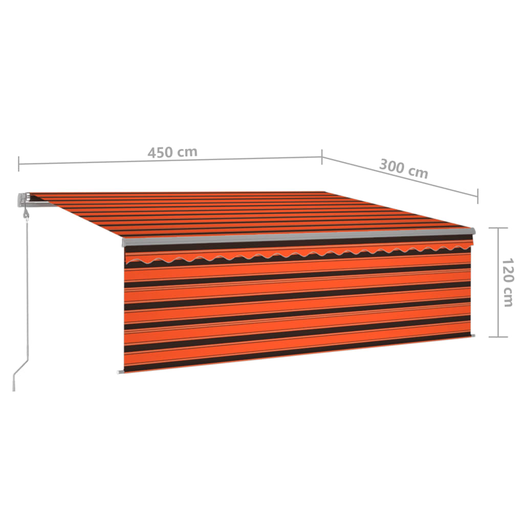Automatiniu būdu ištraukiama markizė, oranžinė ir ruda, 4,5x3m