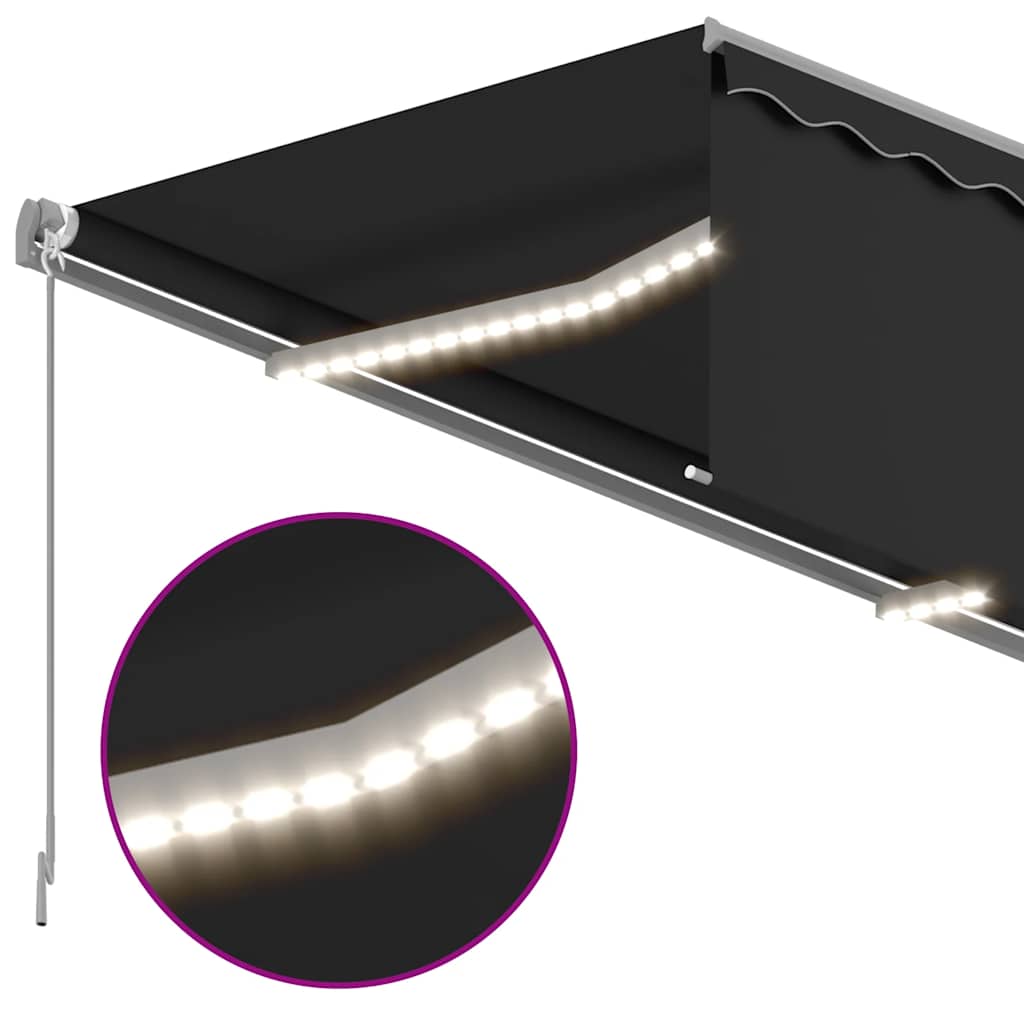 Markizė su uždanga/LED/vėjo jutikliu, antracito, 4,5x3m