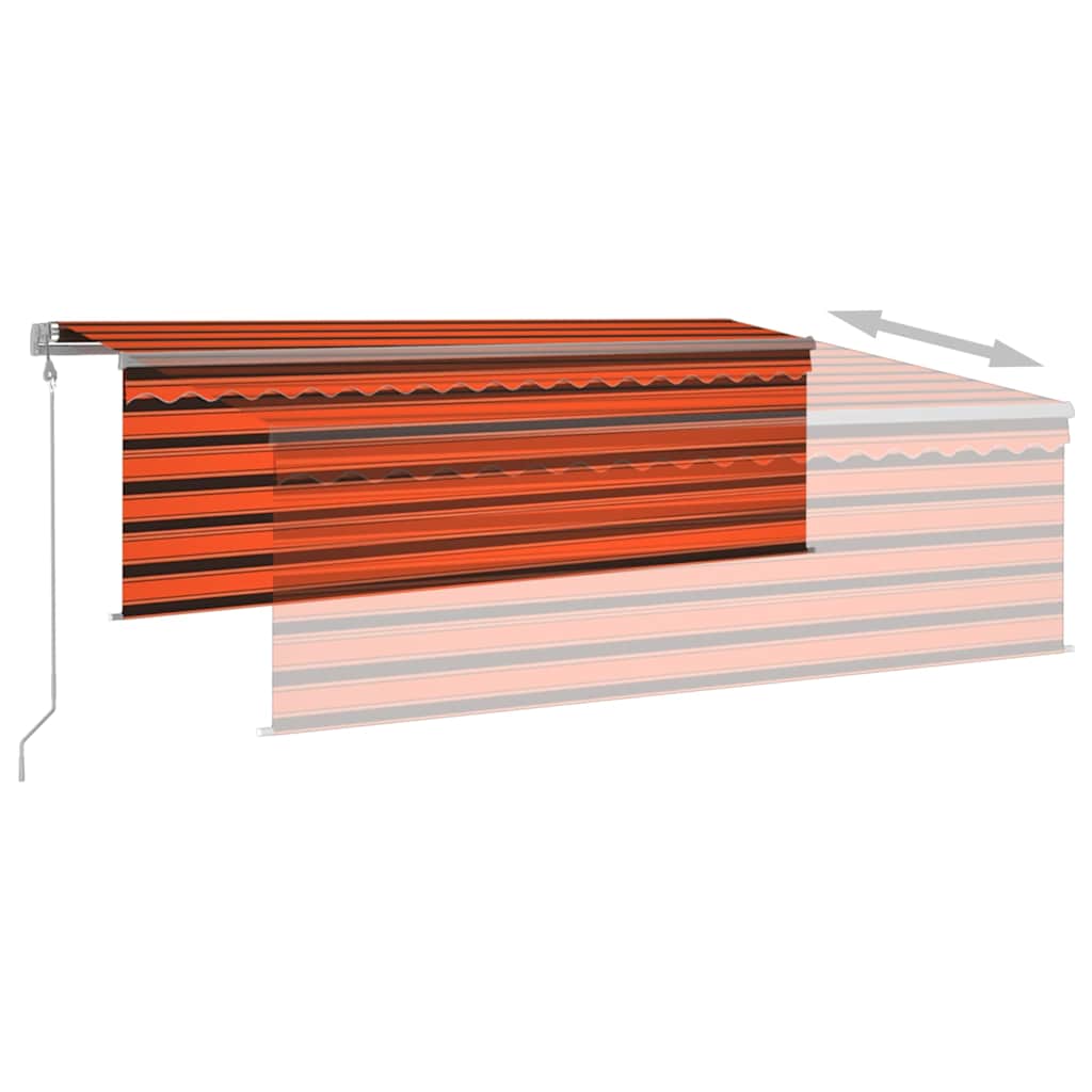 Markizė su uždanga/LED/vėjo jutikliu, oranžinė/ruda, 4,5x3m
