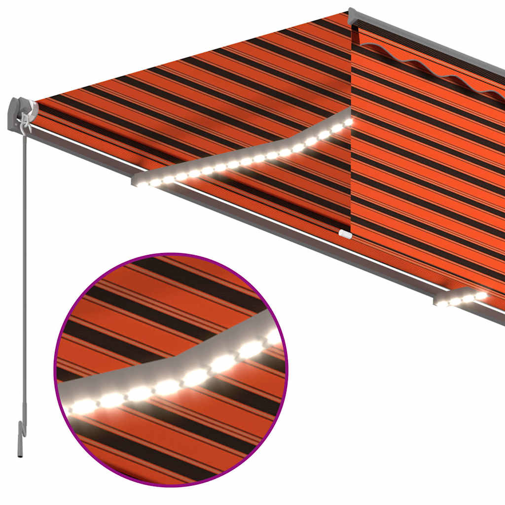 Markizė su uždanga/LED/vėjo jutikliu, oranžinė/ruda, 4,5x3m