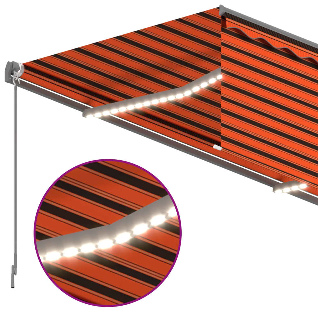 Nojumes ar aizkaru/LED/vēja sensoru, oranžā/brūnā krāsā, 4,5x3m