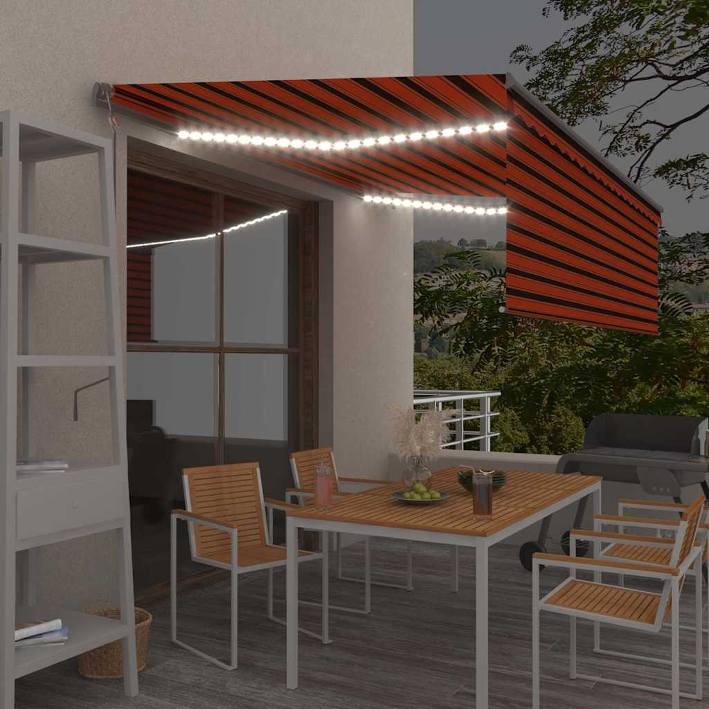 Markizė su uždanga/LED/vėjo jutikliu, oranžinė/ruda, 4,5x3m
