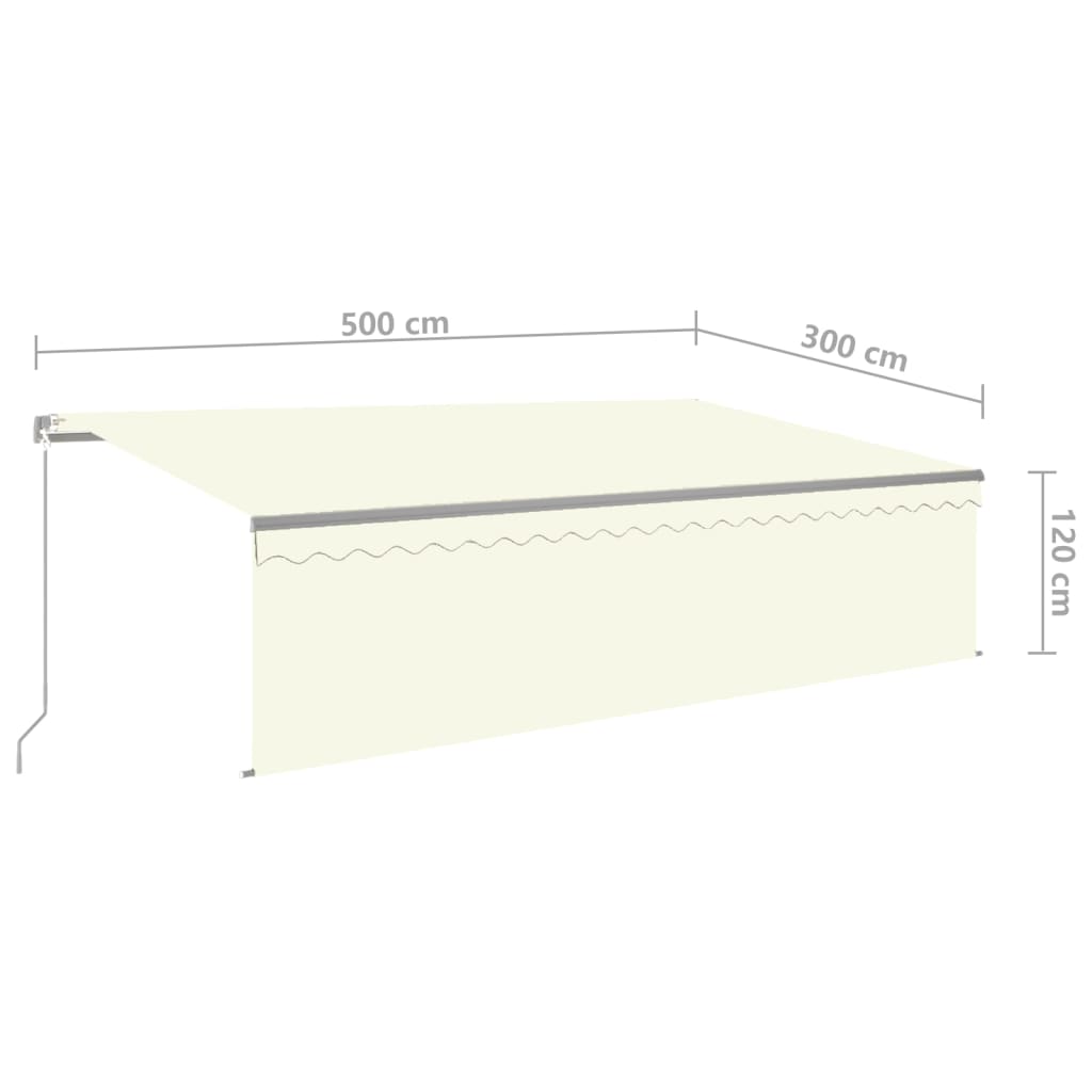 Manuāli izvelkama markīze ar karnīzi, krēmkrāsā, 5x3m