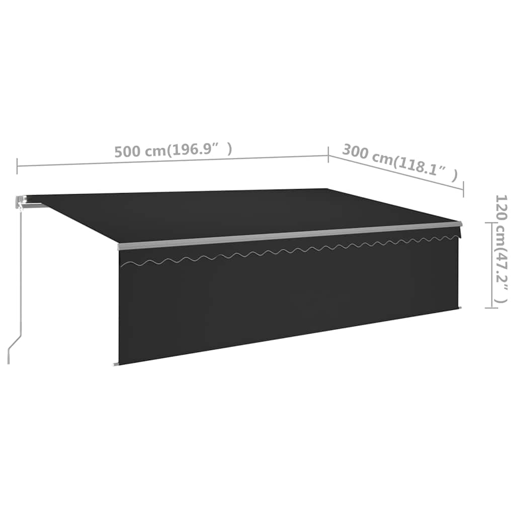 Manual awning, anthracite, 5x3m