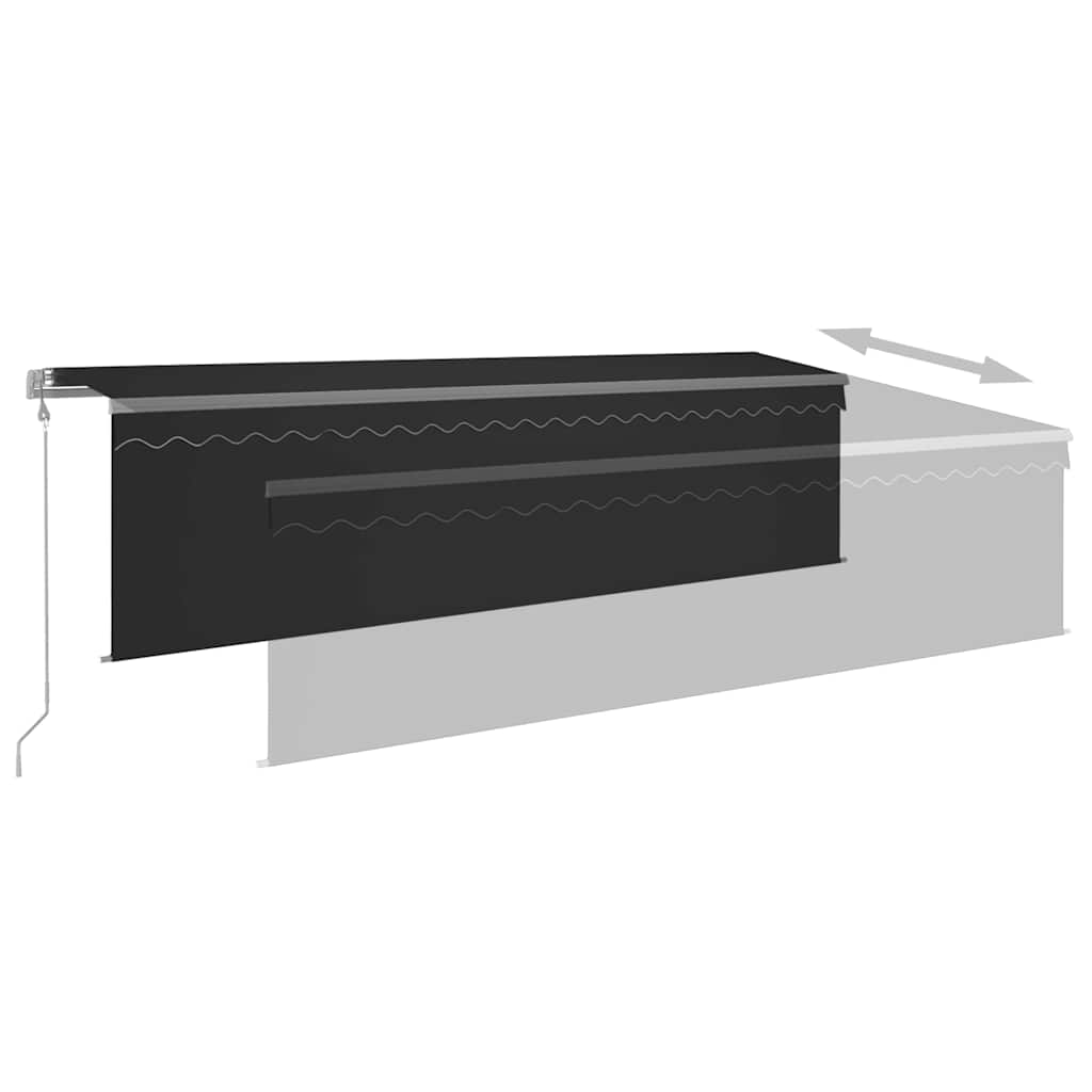 Markizė su uždanga/LED/vėjo jutikliu, antracito, 5x3m