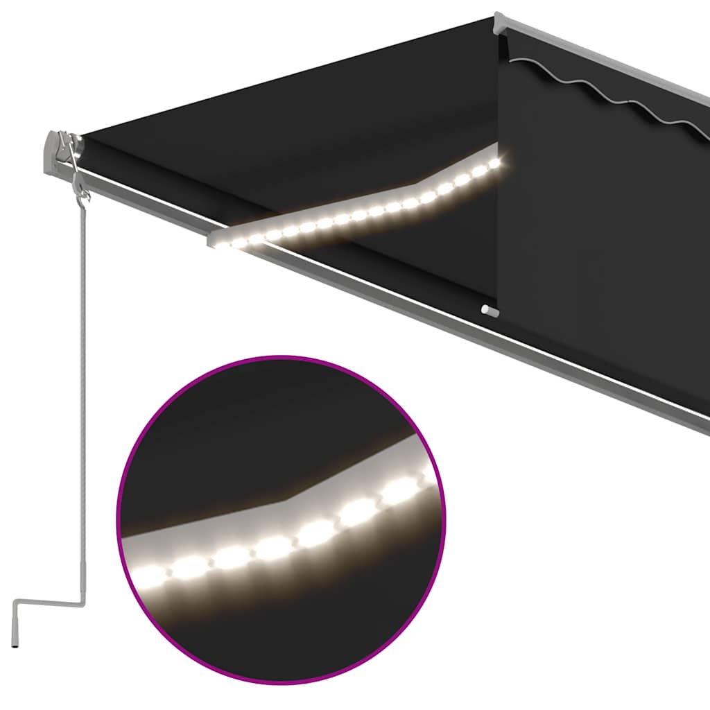 Markizė su uždanga/LED/vėjo jutikliu, antracito, 5x3m