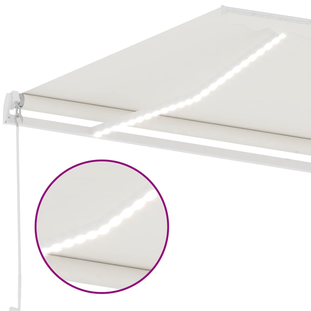 Rankiniu būdu ištraukiama markizė su LED, kreminė, 600x300cm