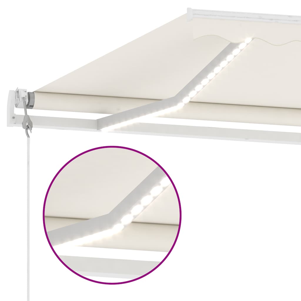 Elektrinė markizė su LED ir jutikliu 6 x 3 m Kreminė