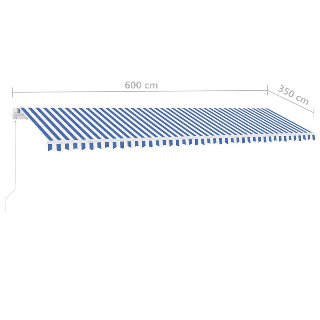 Rankinė markizė 6 x 3,5 m Mėlynos ir baltos dryžuotos