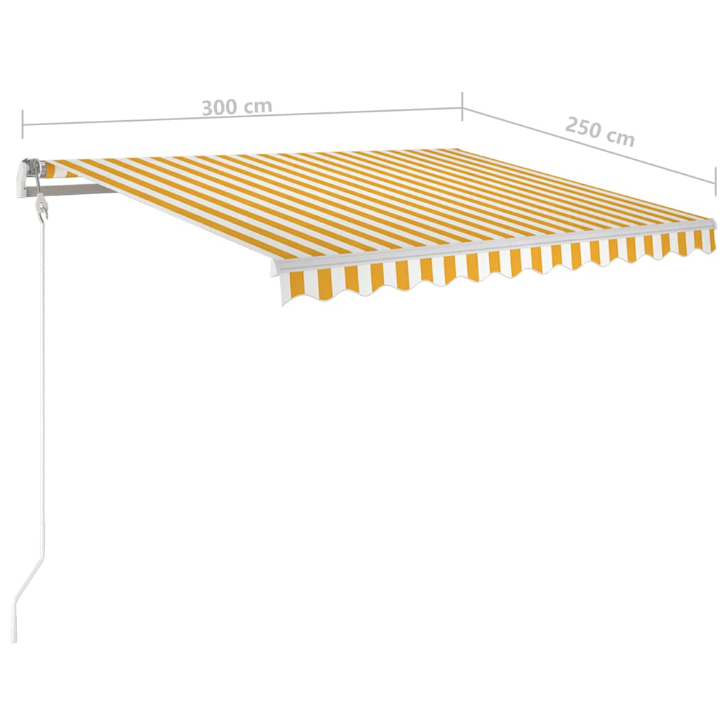 Rankiniu būdu ištraukiama markizė, geltona ir balta, 3x2,5m