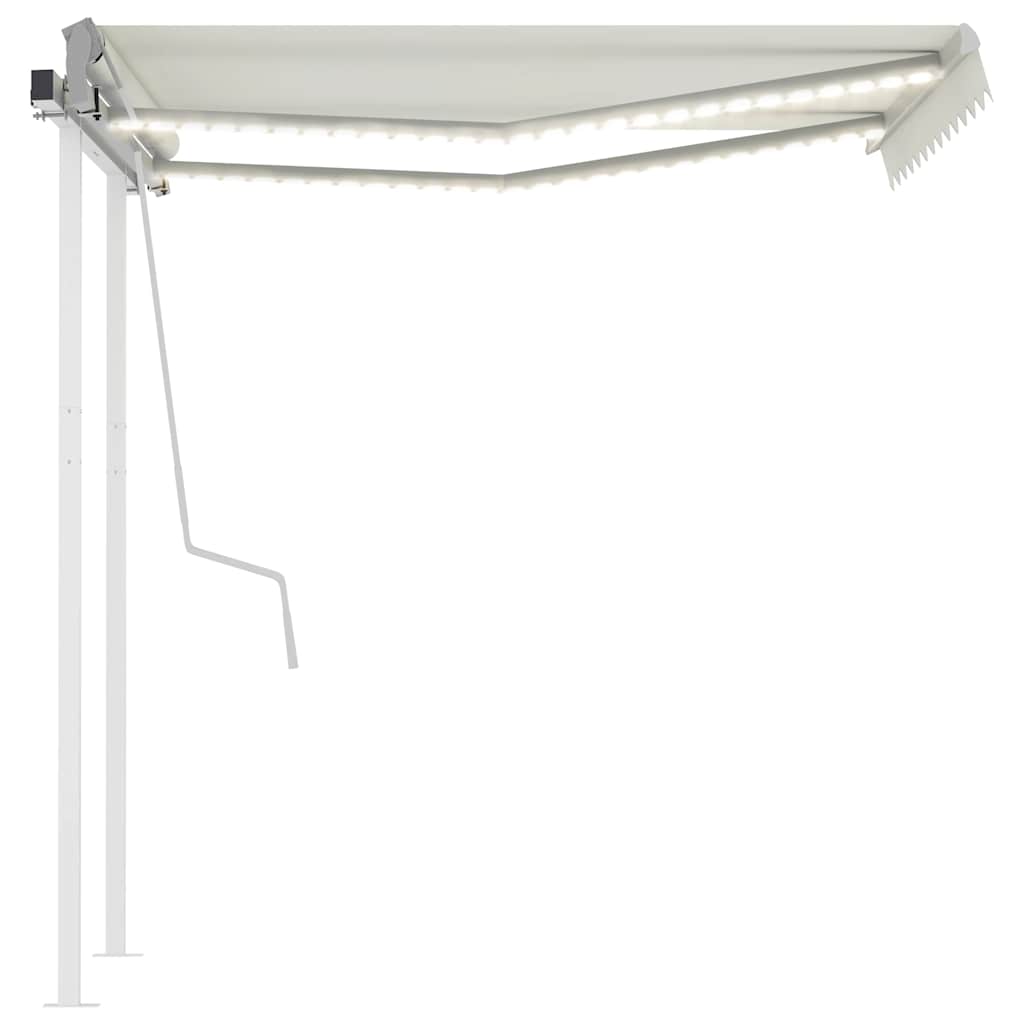 Rankiniu būdu ištraukiama markizė su LED, kreminė, 3x2,5m